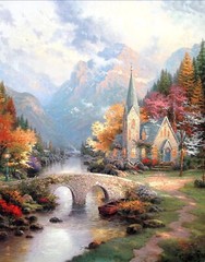 Thomas Kinkade “The Mountain Chapel” Collectors Print W/COA F67502-1 UNFRAMED