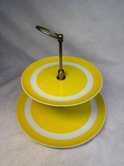 Vintage 1975 Fitz & Floyd Yellow 2-Tier Serving Tray