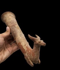 WESTERN ASIATIC TERRACOTTA RHYTON VESSEL.