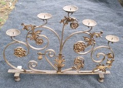 WROUGHT IRON CANDELABRA. RARE. HEAVY. FIVE CANDLES. 37 IN WIDE! 30 Lb? Italian?