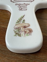 Weiss Mushroom Shaped Kitchen Wall Plaque Vintage Hand Painted Brazil 1980