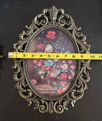 This Is A Set/ 2 VTG Italian Floral Wall Hanging Ornate Brass Frame Convex Glass