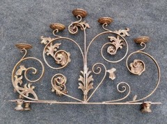 WROUGHT IRON CANDELABRA. RARE. HEAVY. FIVE CANDLES. 37 IN WIDE! 30 Lb? Italian?