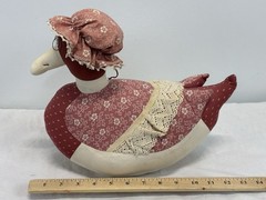 Vtg Handmade Stuffed Plush Mother Goose Bird Weighted Farmhouse Doorstop 13″
