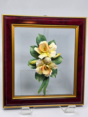 VTG Capodimonte Porcelain 3D Flowers Framed Made in Italy Signed Carlo Lowastano