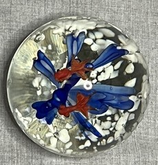 Hand Blown Art Glass Sea Life Paperweight Orb Fish Plant
