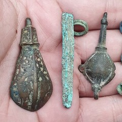 RARE Lot 9 Antique Bronze Near Eastern Beads pendants Artifacts from Afghanistan