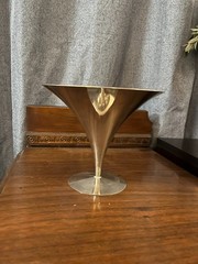 Art Deco Arthur Salm compote metal ashtray AS DES Pat Pend made in USA, 5 1/2″