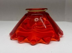 Vintage Viking Glass Double Crimped Petal Deep Orange Candy/Trinket Bowl