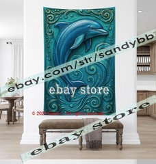 Sea Turtle Relief Tapestry 3D look Wall Art coastal decor 39X59 in