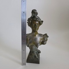 French Boule de Neige Lady Bust Spelter Art Nouveau Style Figurine