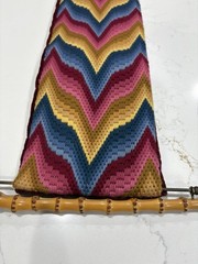 Vtg Bargello Needlepoint Bell Pull Hanging Excellent 53”