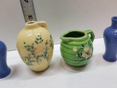 Lot of 4 Vintage Miniature Pots Pitcher hand painted Made in USA