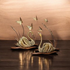 Vintage Pr Swan Cattails 5 Butterflies Wall Decor Home Interiors Wood Metal MCM