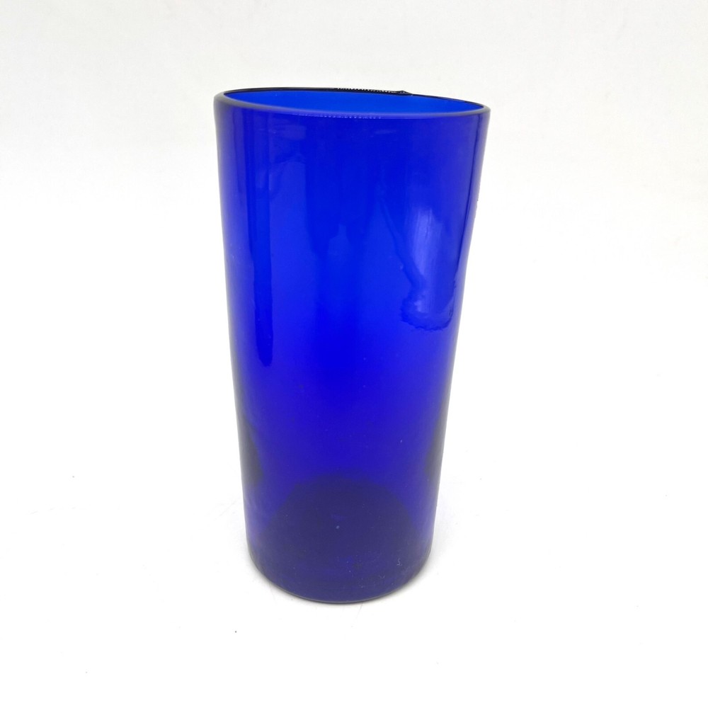 Vintage Cobalt Blue Glass Cylinder Bud Vase 6″ Tall 3″ Wide