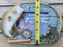 Vintage 3D Bass Fishing Photo Frame Resin Rustic Cabin Lodge Decor Fish 4.5×3 in