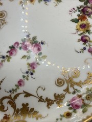 Antique 19th Century French Hand Painted Dresser Tray Gold Trim