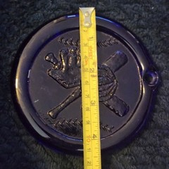 cobalt blue glass medallion, likely made In Turkey With A Signature 1990s