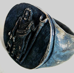 300 BC Ancient Greek Silver Ring Pluto of god who presides over the afterlife