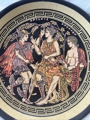 Decorative Greek Mythology Terracotta Plate Apollo, Artemis, Hermes 13cm