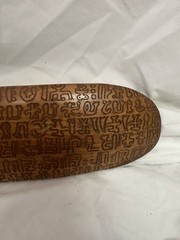 VTG Rongorongo Oval Tablet Easter Island Original Wood Carved Glyphs Display