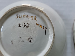 Antique SUNRISE ITALY Cherub Putti Porcelain Hand Painted Relief Trinket Dish 3D