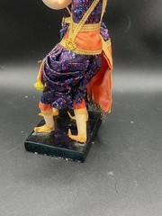 Thailand Traditional Colorful Dancing Dolls Pair Handmade Purple Wood Base 11″