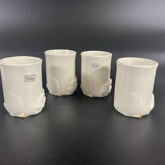 Vintage Fitz and Floyd “PORKY MUG” Cups No handle Set Of 4