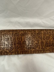 VTG Rongorongo Oval Tablet Easter Island Original Wood Carved Glyphs Display