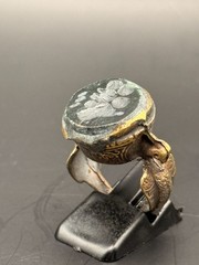 Ancient Roman Intaglio Ring Bronze Engraved Intaglio Ancient Green Jade Ring