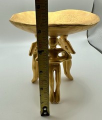 Modernist Gold-Tone Metal Tray with Three Sculpted Figures