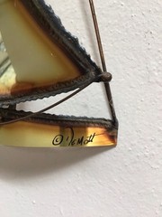 Vintage MCM DEMOTT Brass & Copper Sailboat Metal Wall Hanging Sculpture Signed