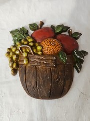 Set Of 4 Vintage Sexton 1978 Metal Wall Plaque Art Vegetables/Fruits n Baskets