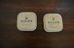 2 Vintage Rolex Tin Watch part boxes – 2 x 2 x .75