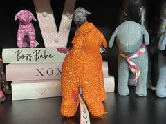 Orange Rhinestone Bling Victoria’s Secret VS PINK Mini Dog Y2K Vintage
