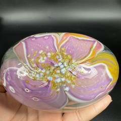 1985 Glasshouse Studios Signed Hand Blown Art Glass Oil Lamp Vase Paperweight