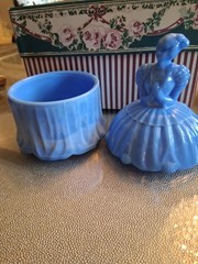 Akro Blue Slag Glass Lady