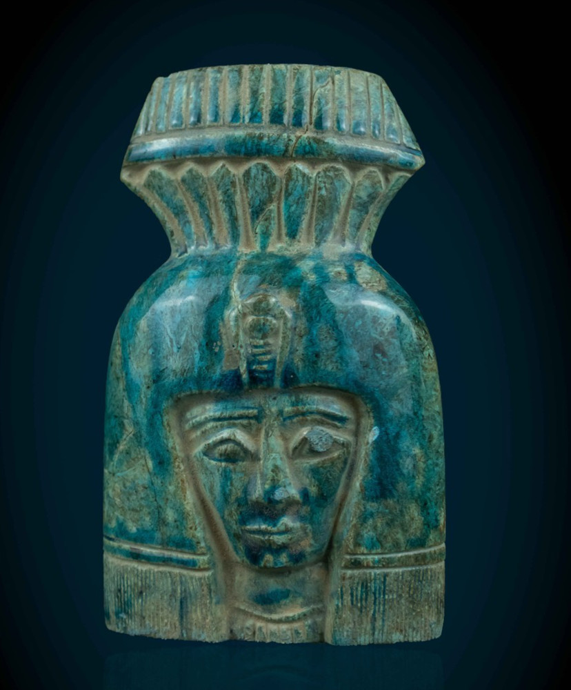 Rare Egyptian Antiques Figurine Goddess Hathor Head Statue Authentic BC