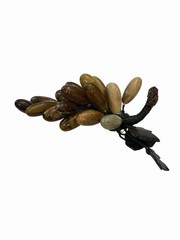 Green Brown Jade Grape Cluster Jade Stone Leaves MCM Decor Mid Century Art Deco