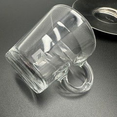 Pair of Nespresso View Collection Glass Expresso Cups & Stainless Steel Saucers