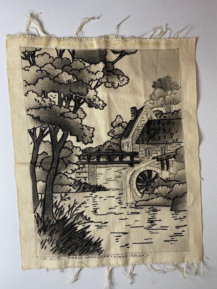 Rare Vintage Embroidery Sampler Folk Art Linen 12” x 15” Unframed
