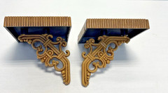 Vintage HOMCO Home Interiors Syroco Faux Wicker & Scroll Mirror Wall & 2 Shelves