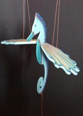 Flying Seahorse Blue Mobile Sea Shore Decor Colombia Fair Trade Hand Painted