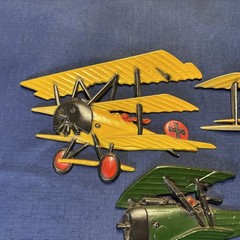 💥 Vintage Sexton Homco Metal Airplanes Wall Decor Set 3 Biplane Triplane Clean