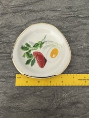 Vintage Hispania Porcelain Trinket Dish Plate Egg Tomato Parsley Mint Sprig