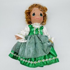 PRECIOUS MOMENTS Vinyl Doll IRELAND Irish Traditional Green White Dress