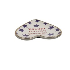Demdaco Art Hearts “Blessed Loved United” Ceramic 4″ Trinket Dish
