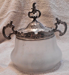 Art Nouveau Satin Glass Biscuit Barrell with Lid