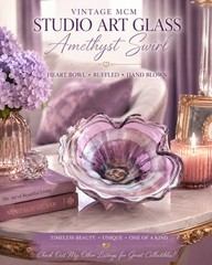 Vintage MCM Art Glass Amethyst Lavender Swirl Heart Bowl Ruffled Hand-Blown Dish