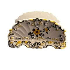 Italian Pottery Rococo Style Letter or Napkin Holder Yellow Floral